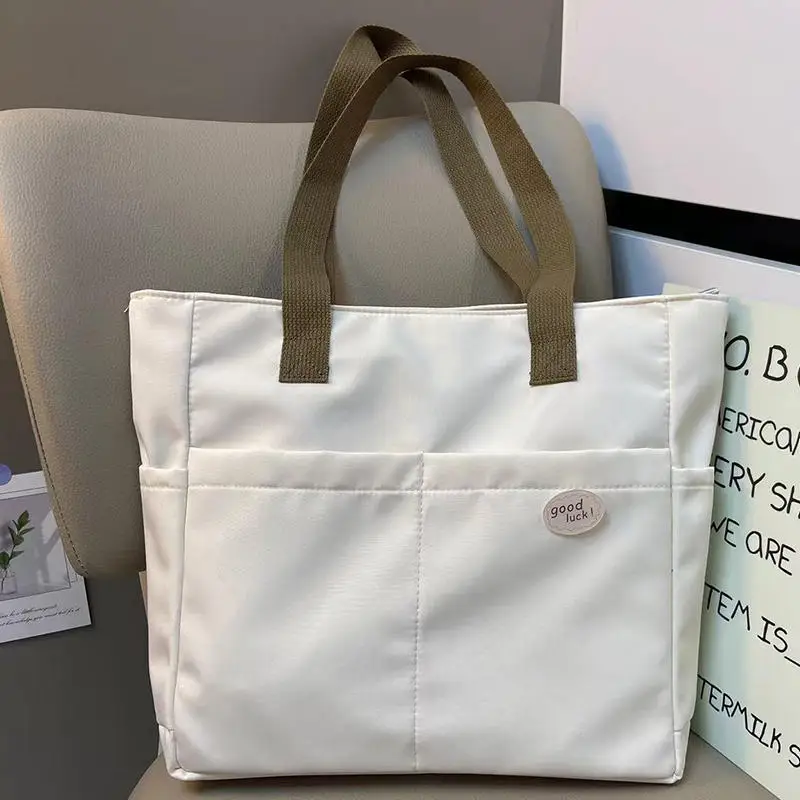 

Женская сумка на одно плечо, повседневные сумки-тоут большой вместимости для девочек, модные простые сумки на молнии, школьная студенческая сумка