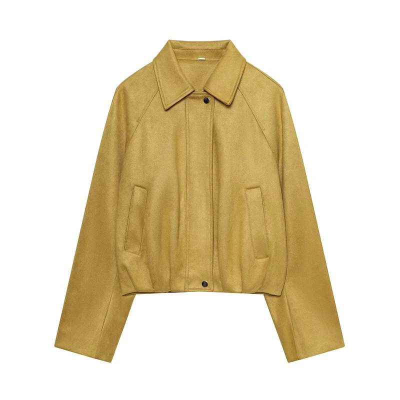 

Women's Bomber Jackets Coats Autumn Winter Fashion Turn-down Collar Long Sleeve Short Coats Casual Female Outerwear Chic Tops