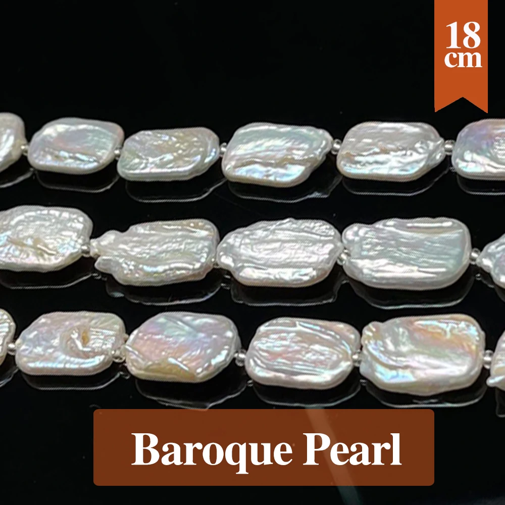 18CM Natural Freshwater Baroque Pearl Beads Rectangle Pearl Loose Spacer Beaded for Making DIY Jewerly Necklace Bracelet 12x16mm