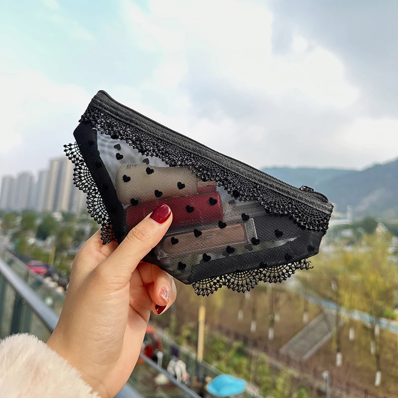 Versatile Mesh Zipper Pouch​ Clear with Breathable Design Durable for Toiletries Crafts Multi-Use Organizer Keeps Items Visible