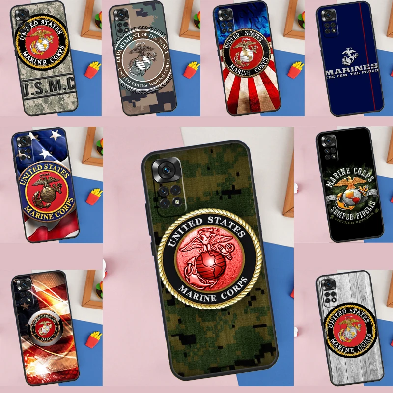 USMC Marine Corps Art Case For Xiaomi Redmi Note 11 Pro 12 8 9 10 Pro 11S 10S 9S 8T 12C 9C 9T 10A 10C Phone Cover