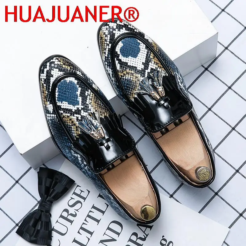 Men's Pu Leather Shoes Casual Tassel Loafers Men Dress Shoes Fashion Spring Autumn Wedding Formal Flats Male Vintage Moccasins