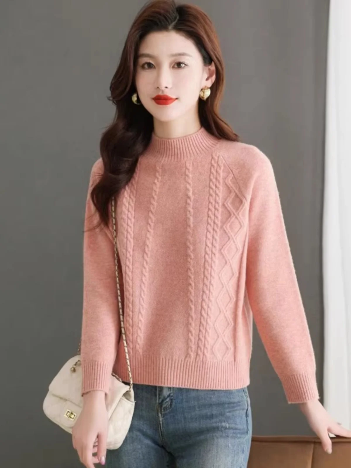 

Осенне-зимний женский вязаный свитер High Ne ort Thiened, внутренняя одежда, Sli Base irt для поездок на работу, прямая трубка