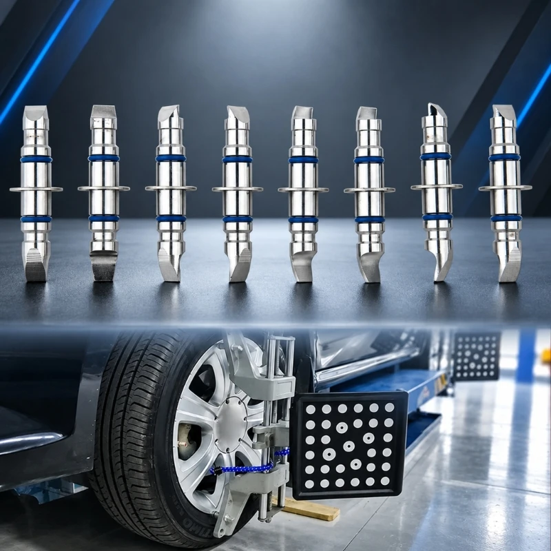 Wheel Alignment Pin, 8-Piece Stainless Steel Double-Ended Set with Center Flanges for Tire Balancing Service