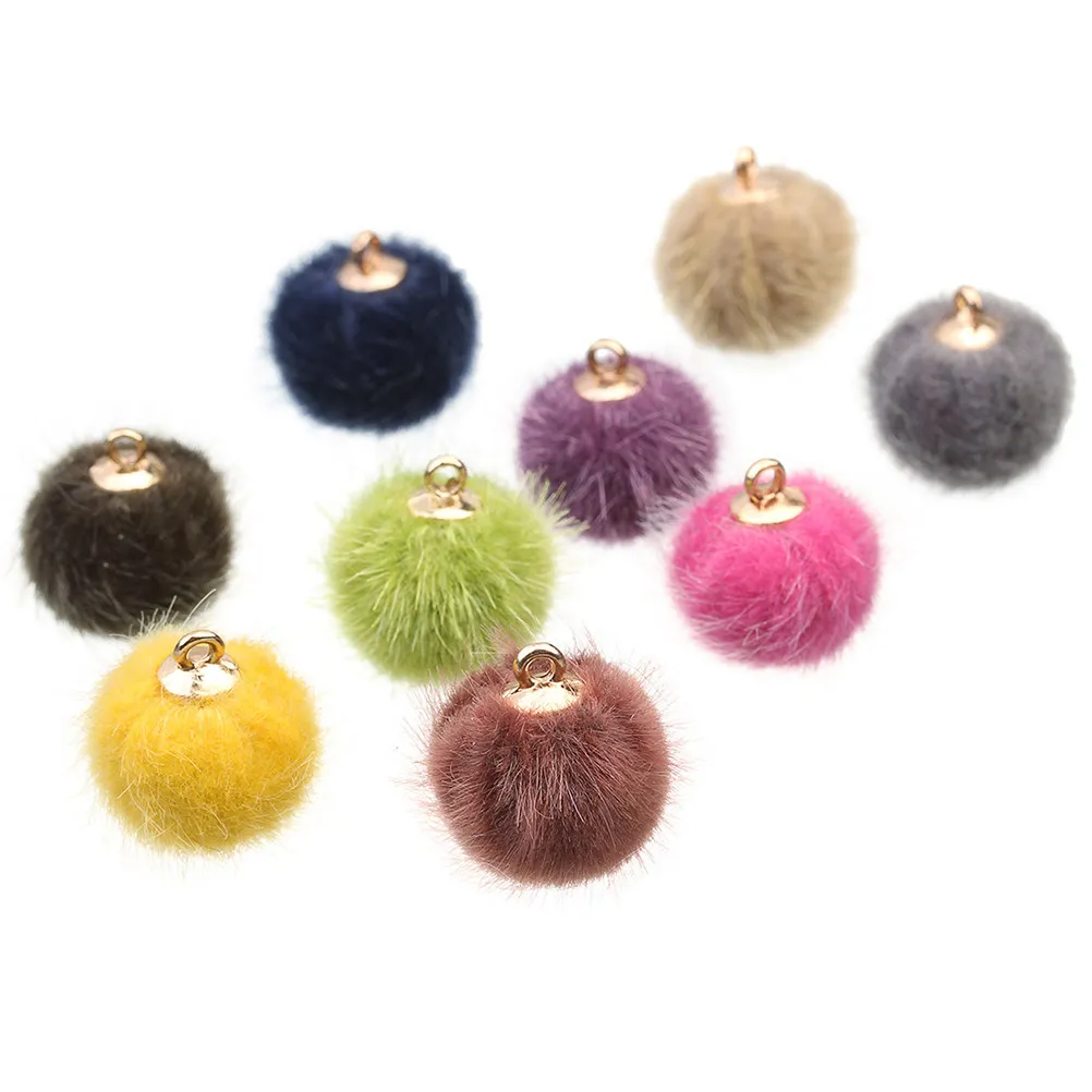 24Pcs Pompon Earrings Pendant Hanging Decorative Accessories for DIY Earrings Jewelry Dangler Creative Keychain Hairball Gifts