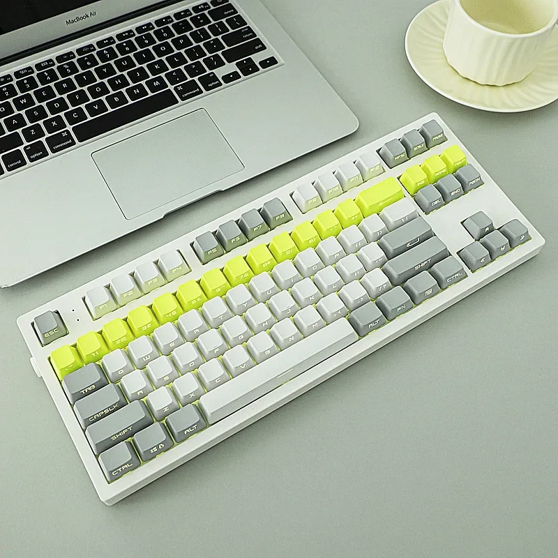 

PBT Keycaps for Mechanical Keyboard Lemon Yellow Side Print OEM Height Backlight Shine Through GK61 AULA F75 Game PC