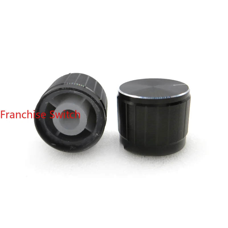 10PCS High-grade Fine Aluminum Alloy Black And White Bright Edge 21*17MM Potentiometer Knob Cap Encoder D-hole Half Shaft