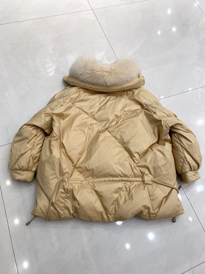 2024 Winter Detachable Real Fur Jacket Mid-Length Big Real Fur Parka white goose Down Luxury Winter Warm Outerwear