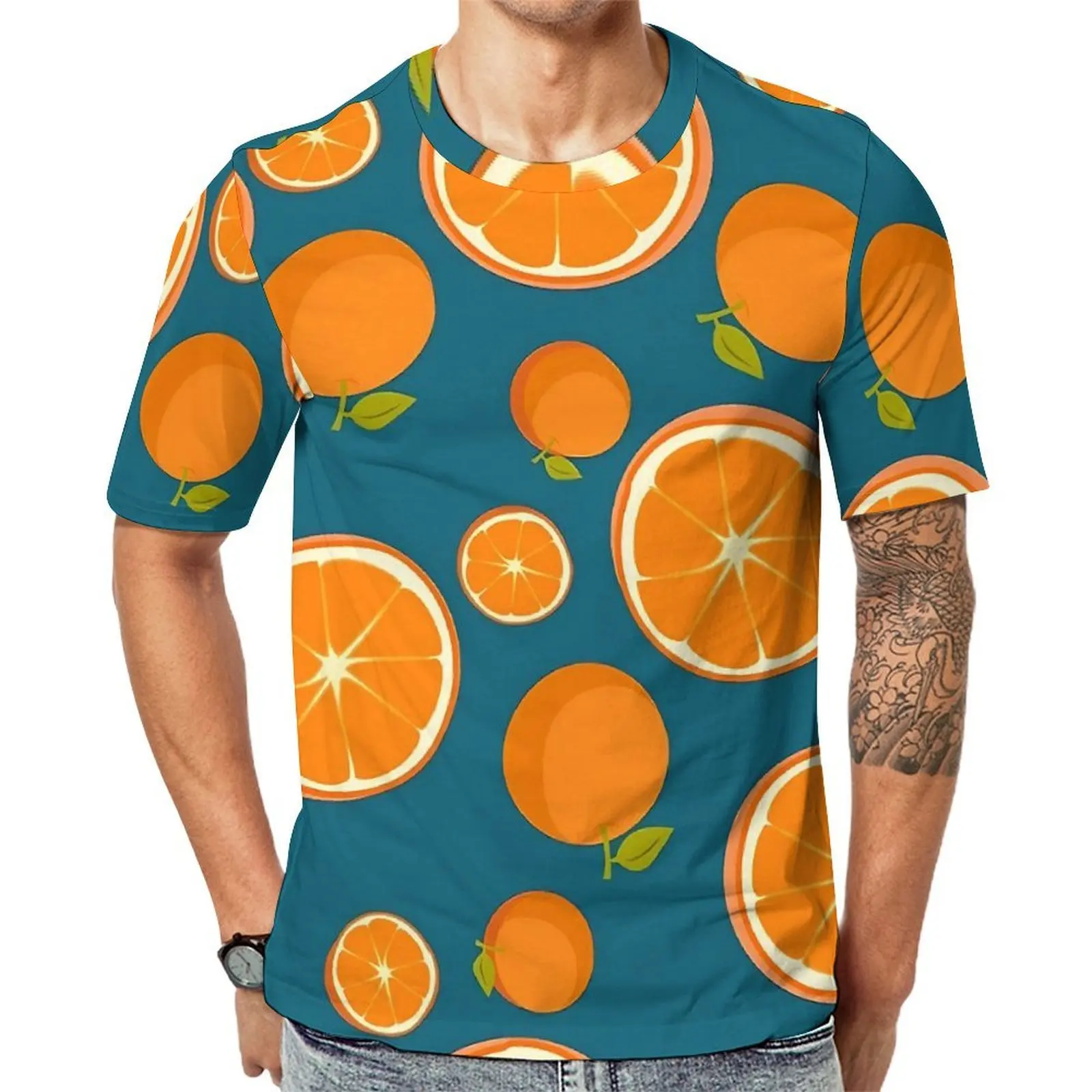 Oranges T-Shirt For Couple Fruits Design O Neck T-Shirts Premium Vintage Clothing Short Sleeve Streetwear Oversize Tee Shirt