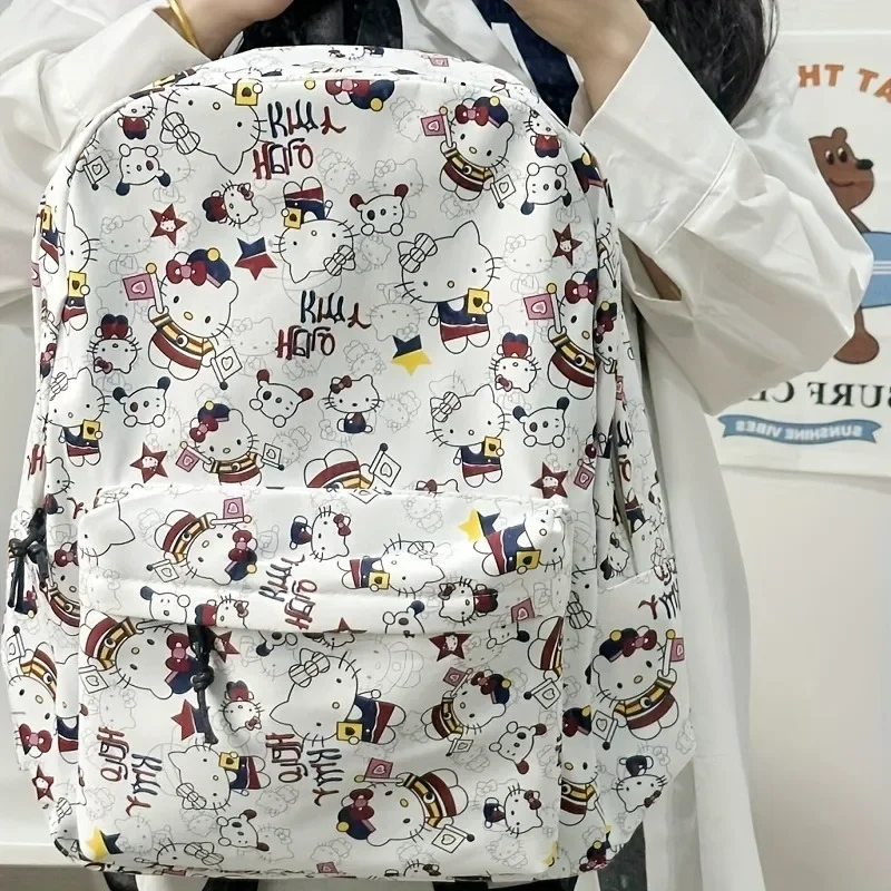 Hello Kitty Lovable Backapck Trendy Rucksack Kawaii High Capacity Light Backpack Girl School Bag Woman Cute KT Cat School Bag