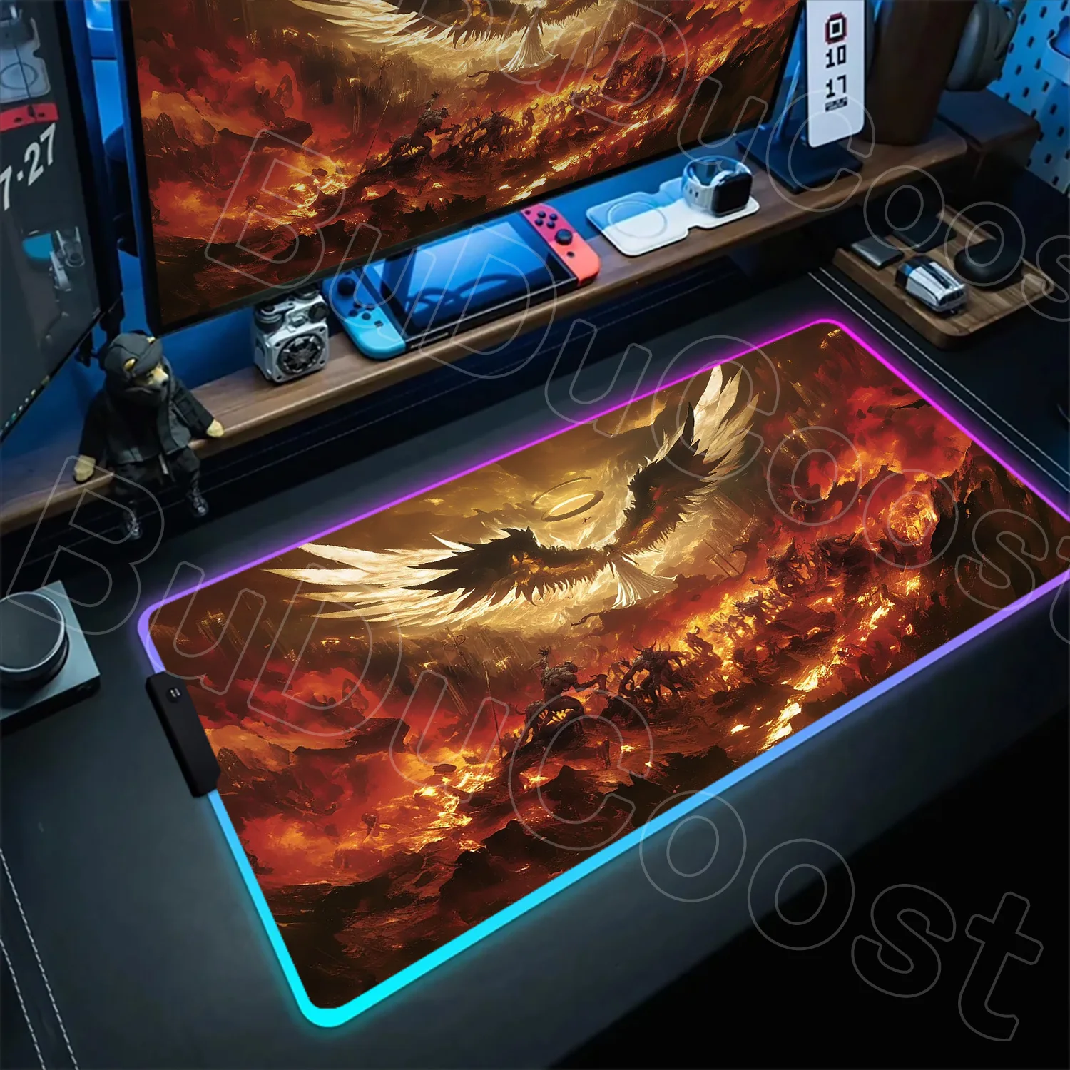 

E-Sports Game HD Print Epic Big Angel RGB Mousepad Computer Decoration Desk Mouse Pad XXL Non-slip Rubber Large Game Accessories
