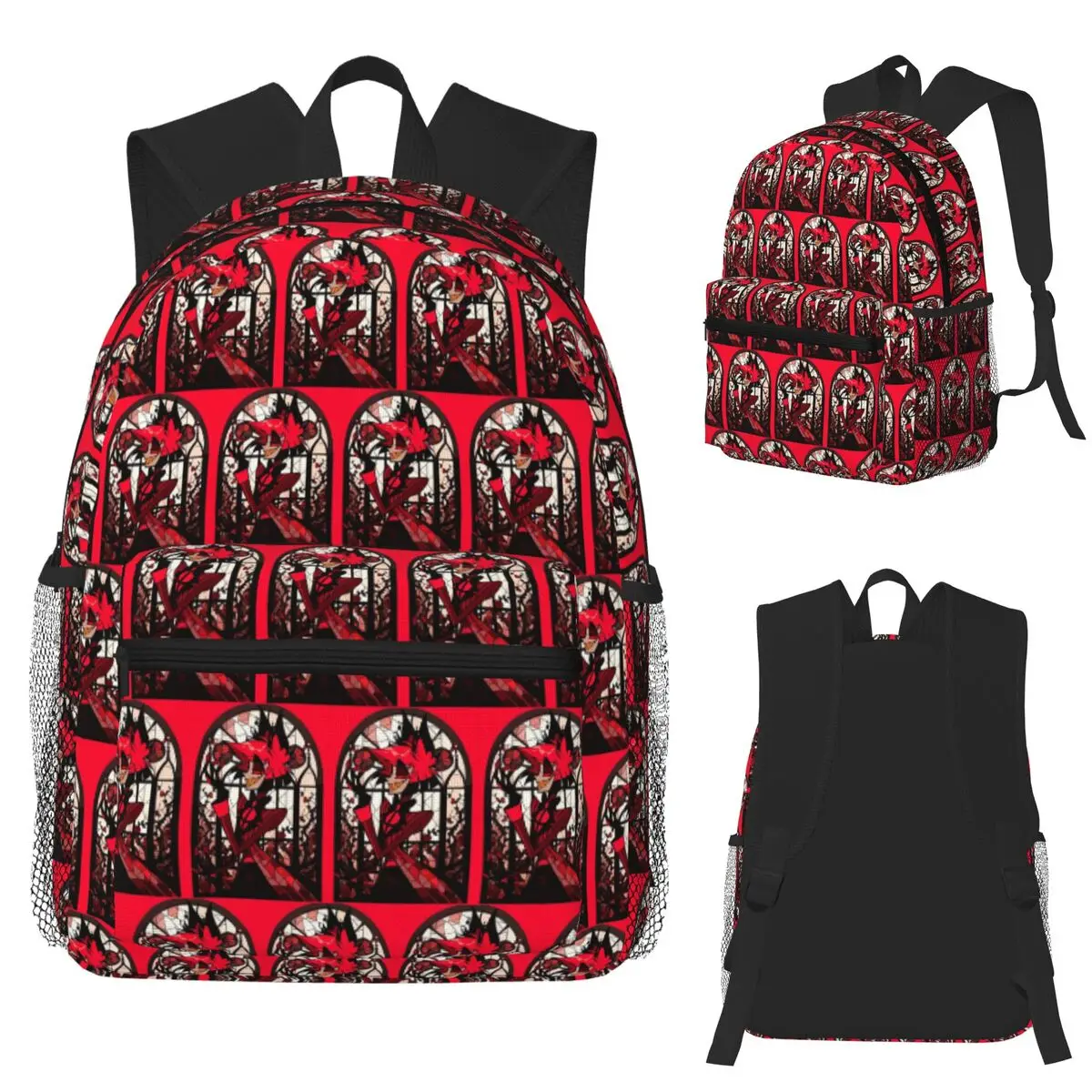 

Stained Glass Alastor Hazbin Hotel Student Backpack School Bag Hiking Travel Daypack for Boys Girls Bookbag Shoulder Bags