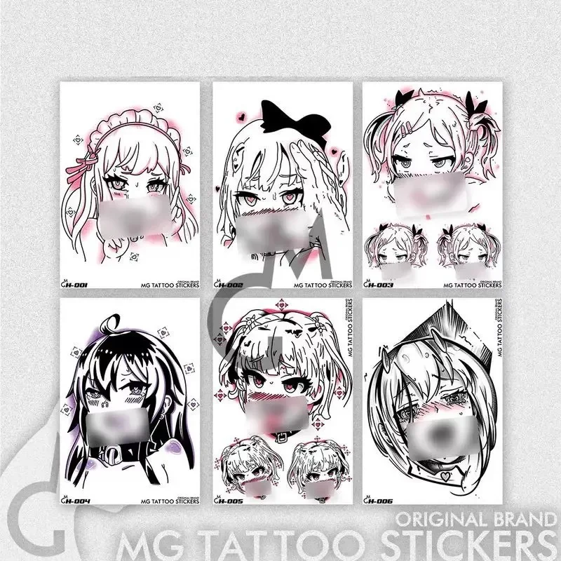 Japanese Sexy Cartoon Tattoo Sticker Collection Fake Tattoo for Women Tatuajes Temporales Anime Art Hotwife Temporary Tattoo Set