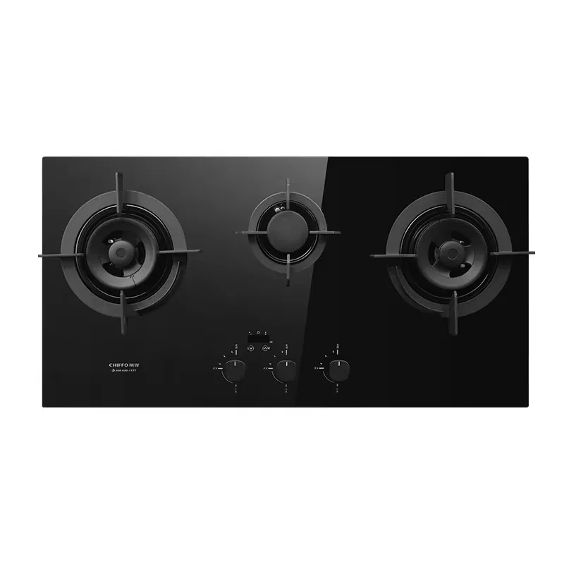 Wholesale 3-Burner Gas Cooktop Fold Glass Top Electronic Ignition Built-in Portable Table Outdoor RV Hotel Household Use