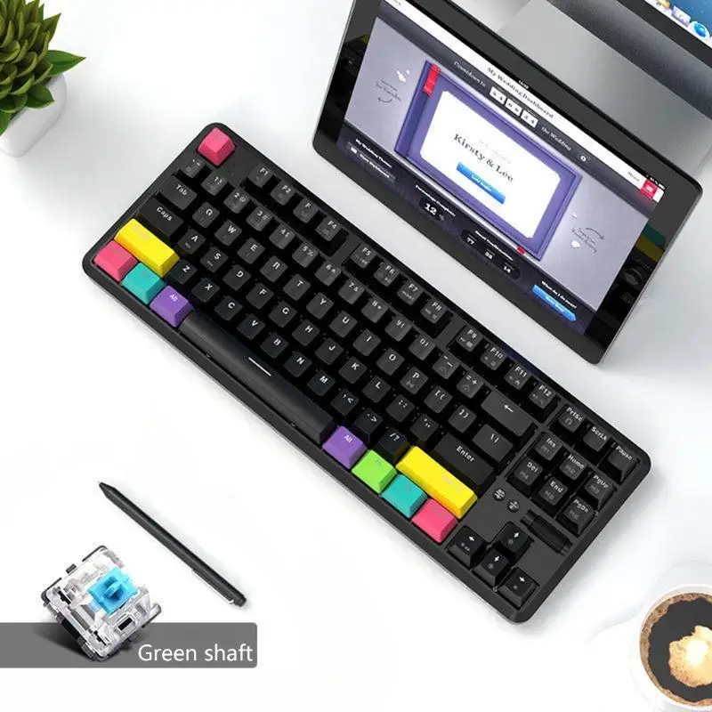 LX0B 87 Keys Mekanik Keyboard RGB Keyboard Gaming Backlit dengan KeyCaps