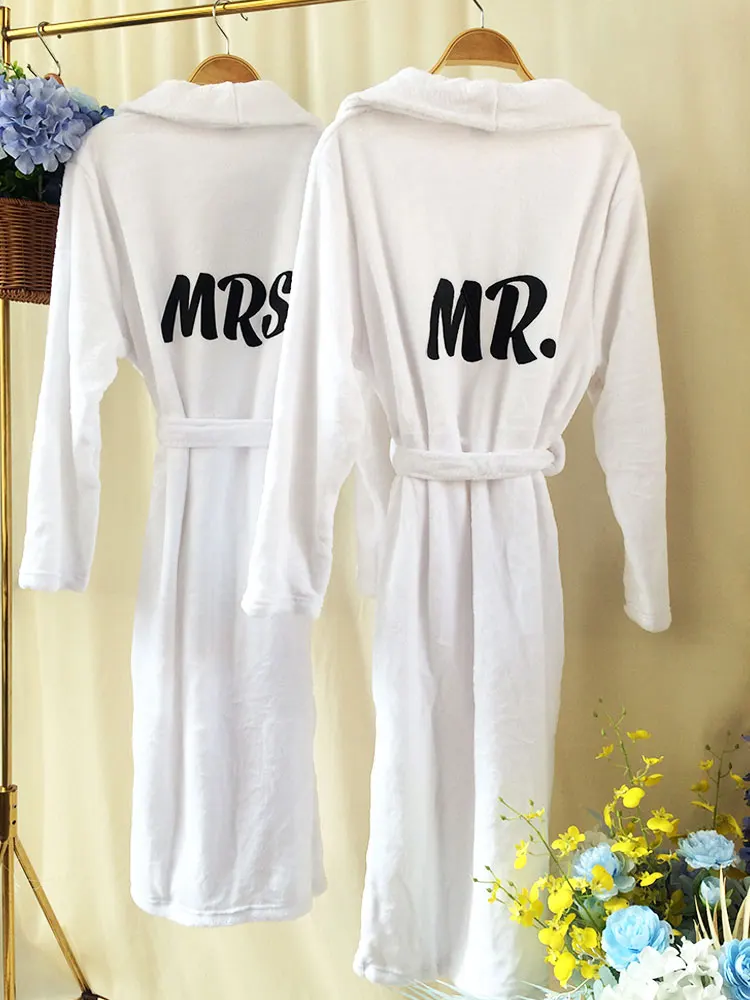 Custom Plush Bathrobe Personalized Terry Robe Bride Groom Customized Mens Bathrobes Valentines Gifts Robes for Couple Bath Robes