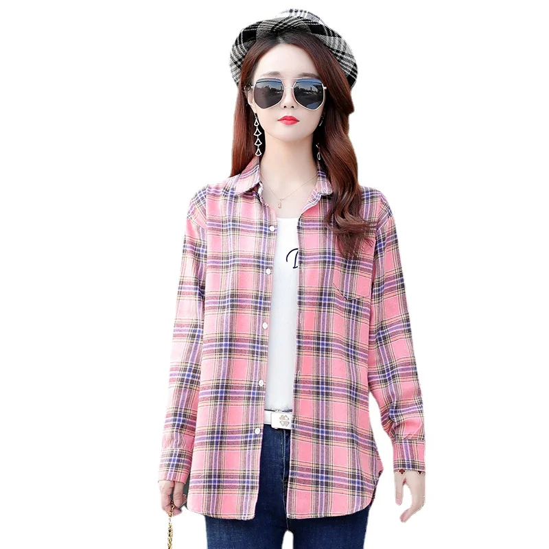 

Женские свободные рубашки в клетку, модная женская Повседневная рубашка, блузки с длинным рукавом, винтажные женские топы, уличная одежда, шикарные женские топы для девочек