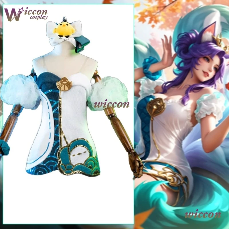 

Игра LoL Ahri Spirit Blossom Springs Ahri, карнавальный костюм, новая кожа, сексуальное платье, женская одежда для ролевых игр на Хэллоуин, аксессуары