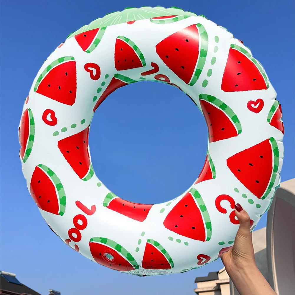 Inflatable Swim Ring Swimming Rings Floaties Leakproof Swim Float Tube Watermelon Pattern Striped Pool Rings Pool Accessories