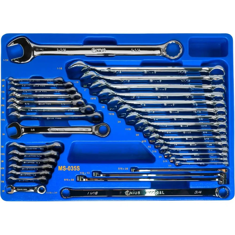 

35-Piece SAE Full Wrench Set - Comprehensive Tool Kit