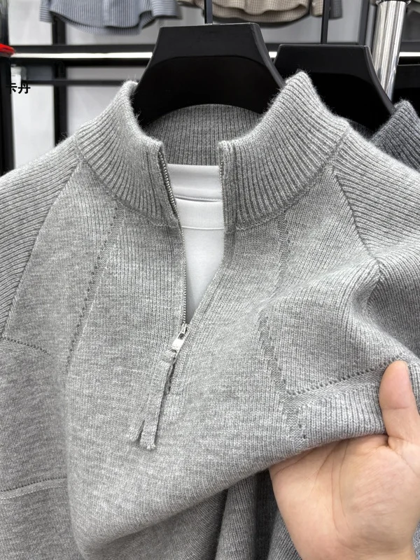 

Мужской утепленный свитшот Peir Cardin на молнии с длинным рукавом, вязаный, теплый, повседневный, для осени и зимы, с воротником-стойкой