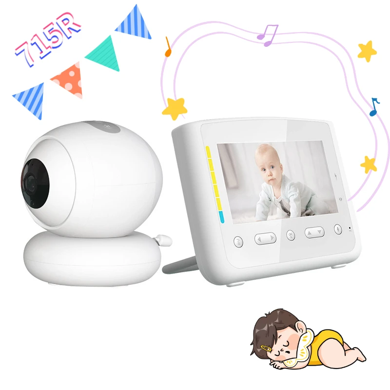 

715R Baby Monitor 4.3''LCD Screen Two-Way Talk Color Night Light Lullabies Player 5 lullaby PTZ Camera Temperature Alarm