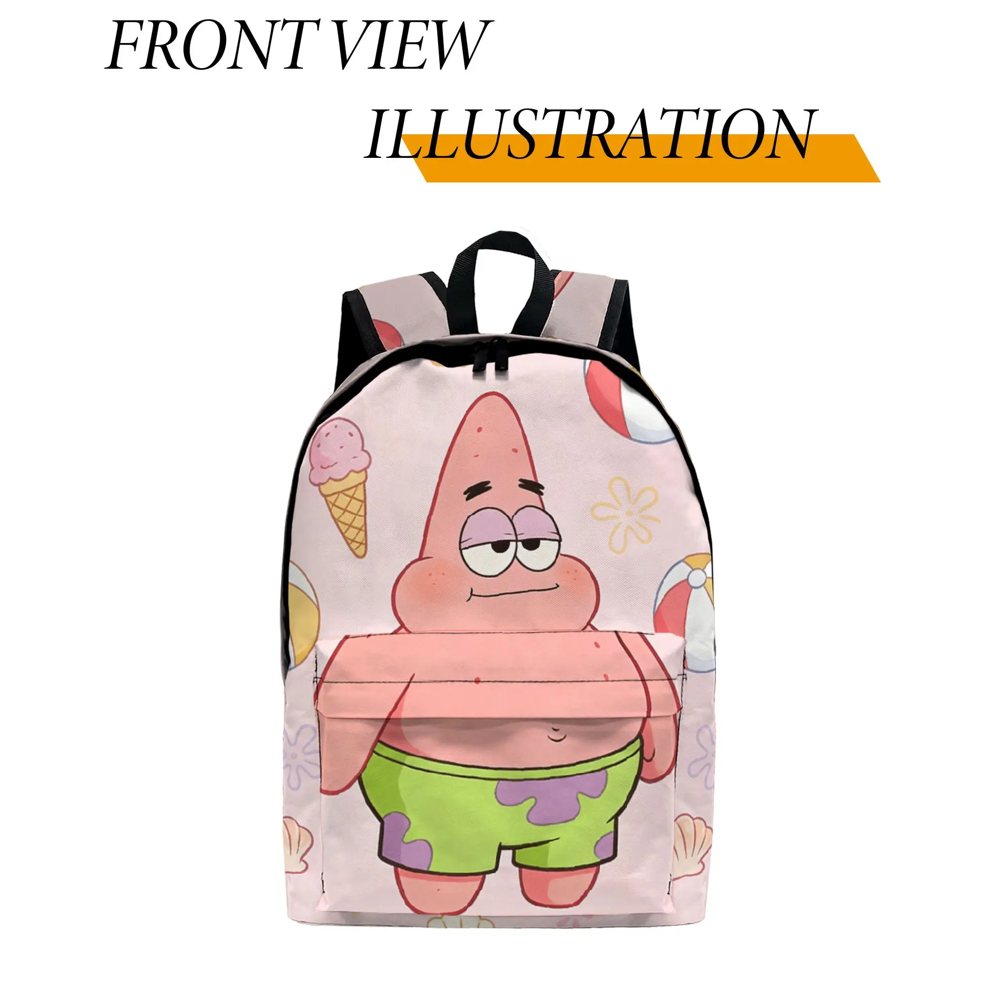 

1pc Pink Patrick Star,Backpack, Fashionable and Simple, Unisex, Large Capacity, High-Quality Gift