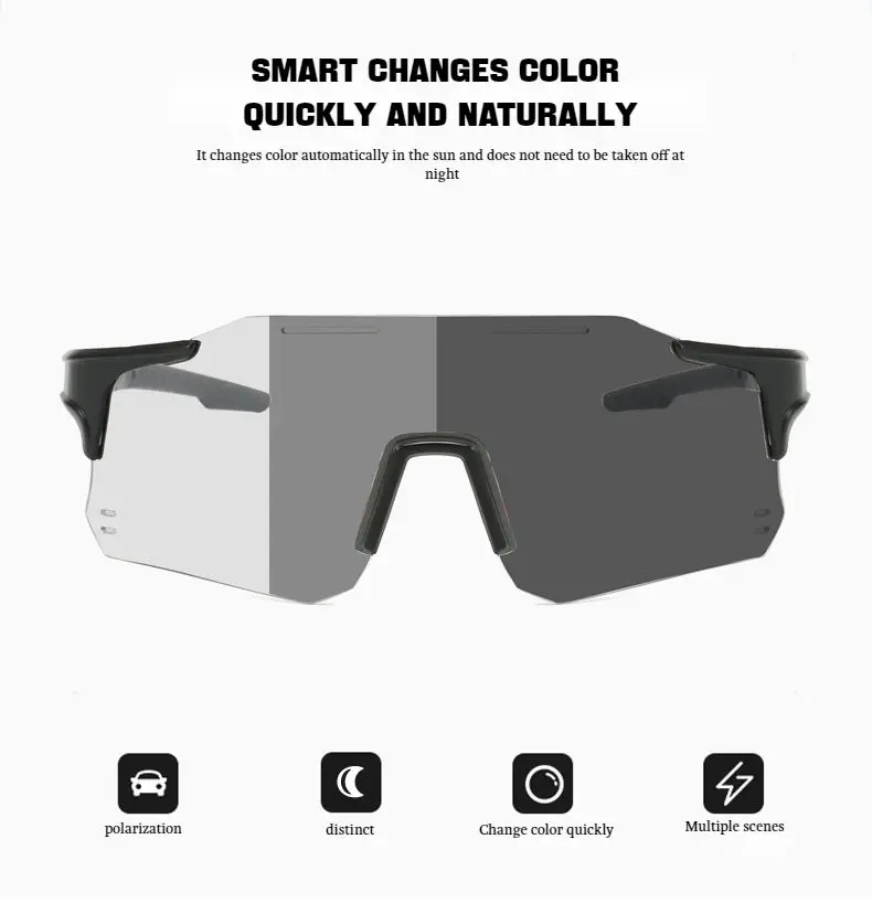 2024 New Photochromic Cycling Glasses Men And Women MTB Road Bicycle Wind/Dust Proof Goggle UV400 Outdoor Sports Running Glasses