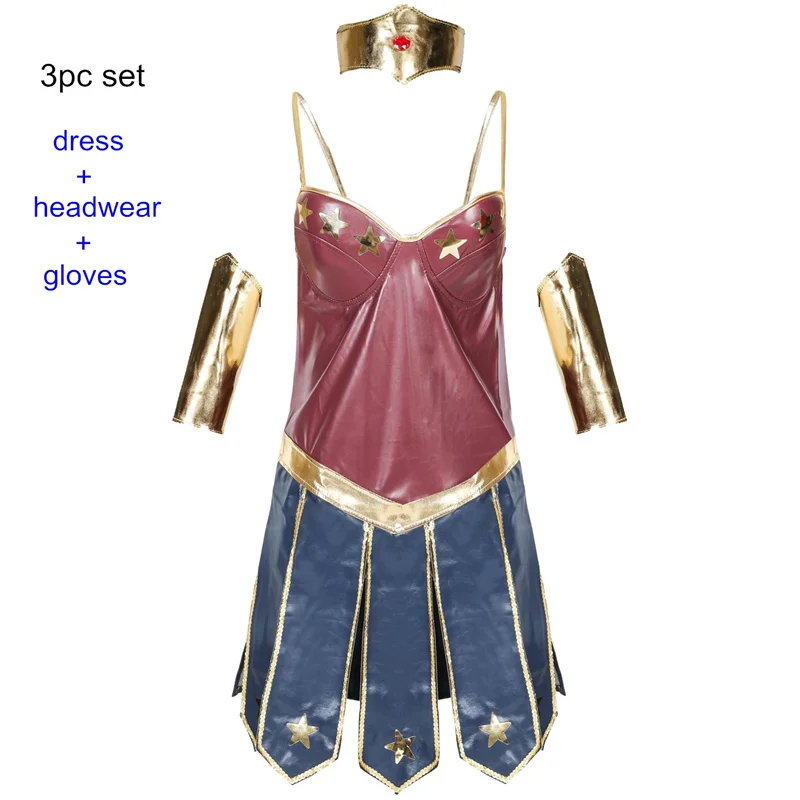 Costume Wonder Woman Smile Man pour femme, robe corset, Halloween Cosplay, carnaval