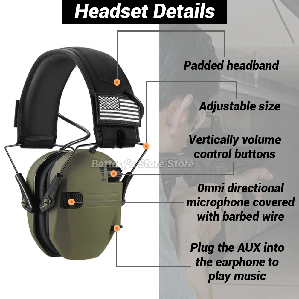 Imagem -03 - Tático Eletrônico Tiro Earmuff Caça ao ar Livre Esportes Anti-ruído Fone de Ouvido Amplificação de Som Audição Profissional