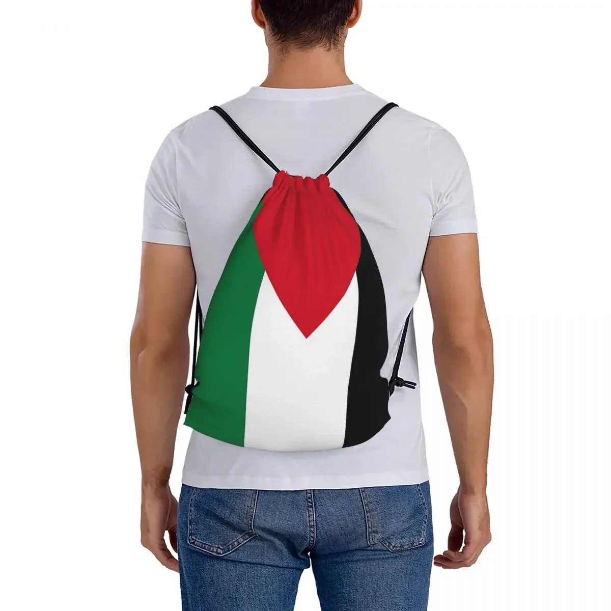 Mochila informal con bandera de Palestina, bolso portátil con cordón, bolsa de almacenamiento con bolsillo para viaje y escuela