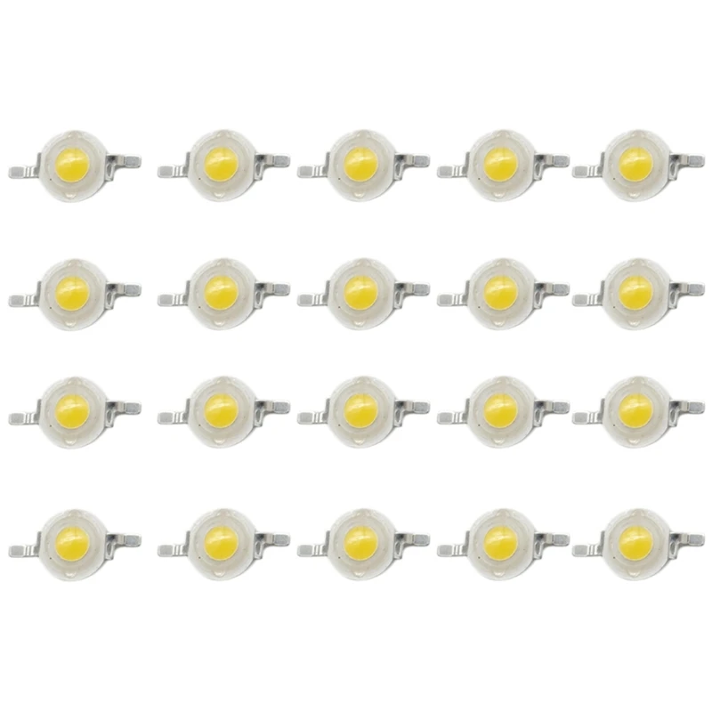 20Pcs High Power Led Diodes 1W Ultra Bright 3000K 100-120Lm Brightness Warm White Led Lamp Beads