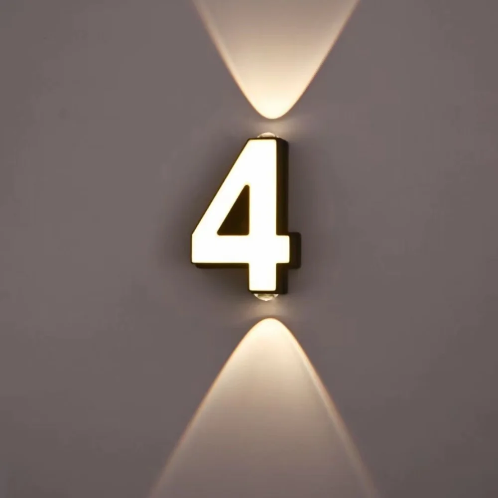 

Minimalist Styling Nordic Modern LED Wall Light Simple Geometric Structure Waterproof House Number Plaque Lamp