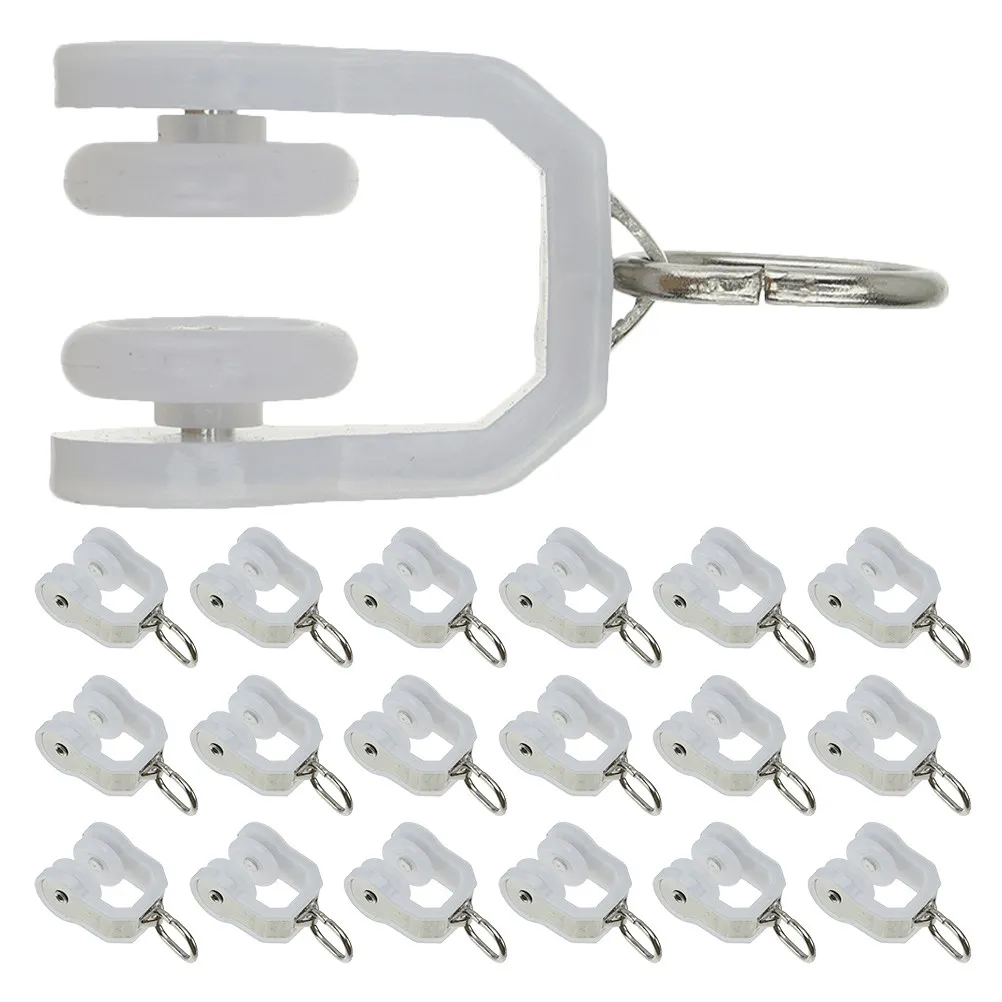40Pcs Curtain Track Pulleys Plastic Gliders Smooth Silent Rollers for Ceiling Mounted Curtain Rails Living Bedroom