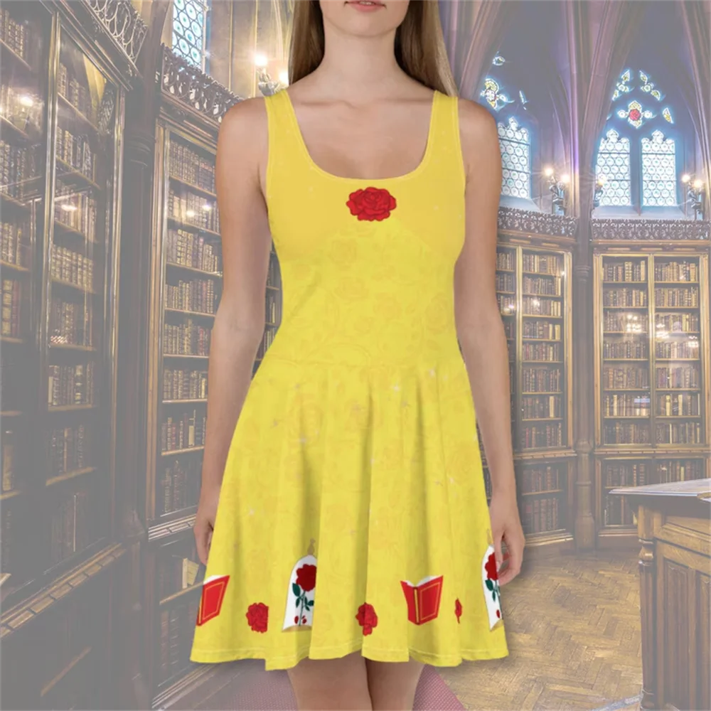 Disney Kadın kolsuz bluz yarım etek, 3 boyutlu çizgi film, rahat, yazlık elbise, 2025, sonuncusu