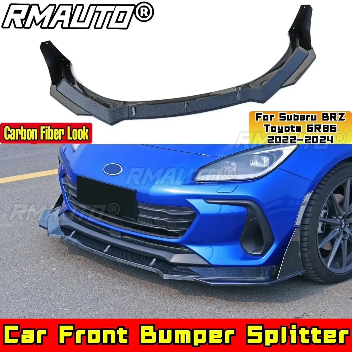 For Subaru BRZ Toyota GR86 2022-2024 Body Kit Front Bumper Lip Carbon Fiber Look DC Style Front Bumper Diffuser Car Accessories