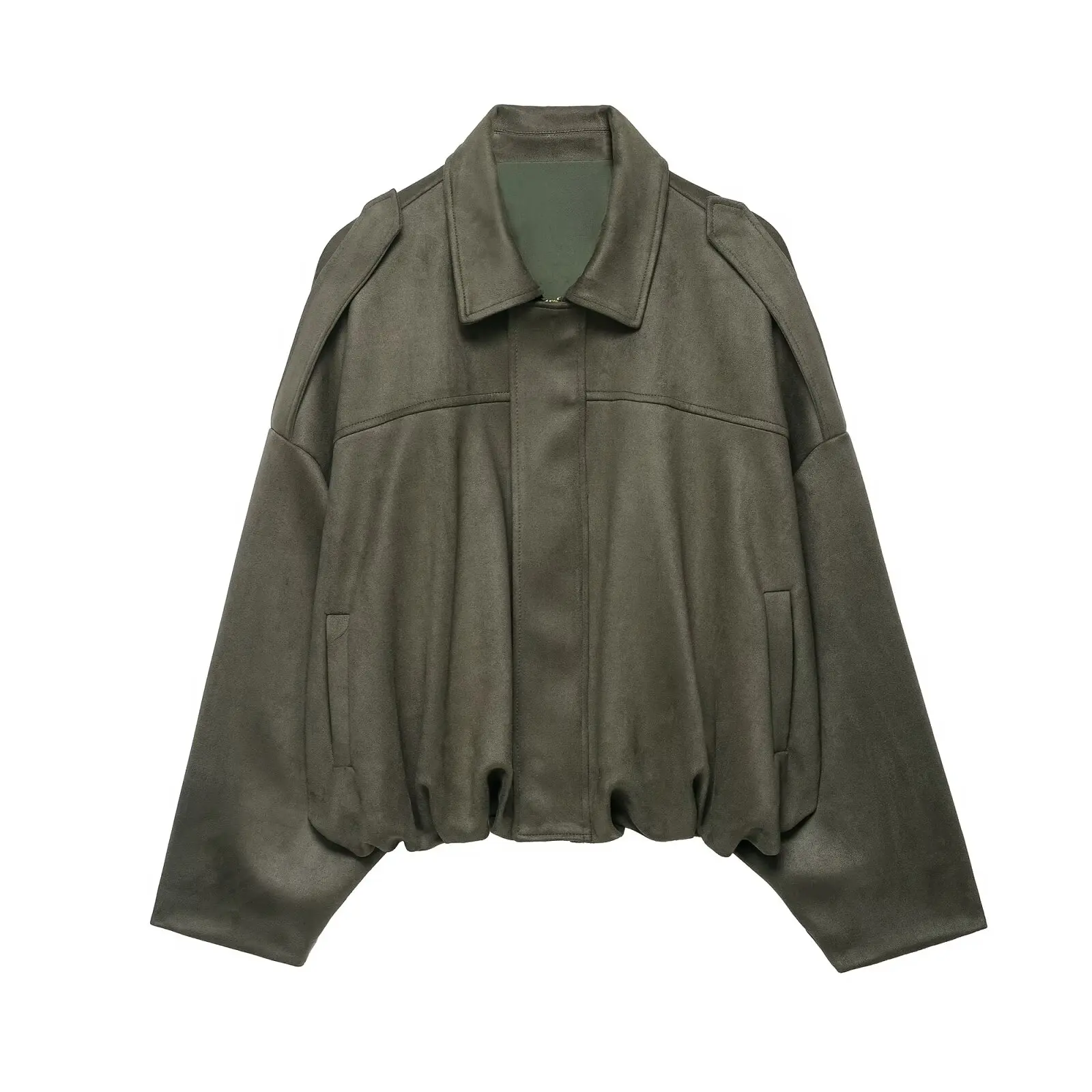 

2025 WOMAN Fashion European and American Style Autumn New Suede Effect Jacket Retro Long Sleeve All-match Zip Coat Outerwear