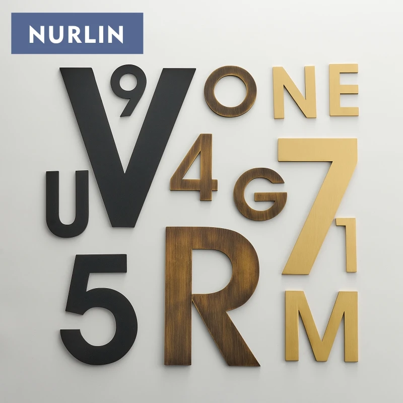 Nurlin Solid Brass Multiple Sizes Digital Courtyard Outdoor Doors Signage of the House Hassle Free Installation Old Bronze Color - view 5