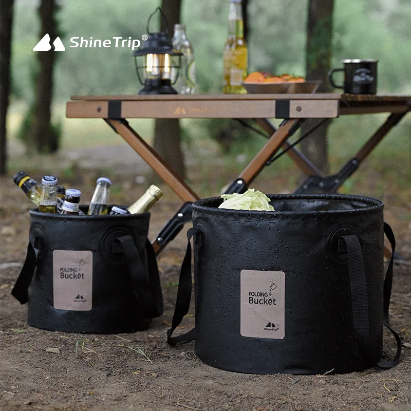 ShineTrip Outdoor Portable Camping Bucket High Temperature Resistant Large Capacity Water Bucket MultiUse Folding Camping Bucket