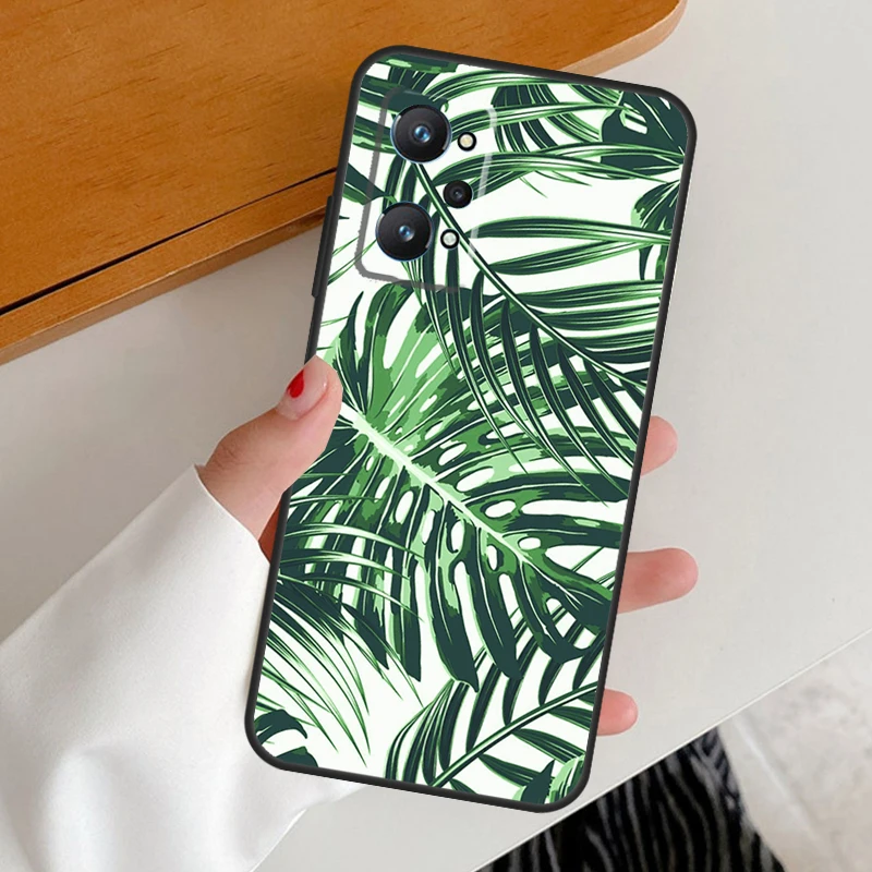 Tropical Green Plant Leaf For Realme C53 C51 C55 C67 C30 C31 C33 C35 C21Y C25s GT5 9 10 11 12 Pro Plus GT Neo 6 Case