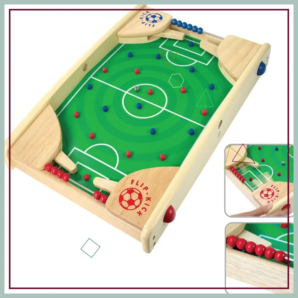 

Wooden Tabletop Pinball Soccer Game, Portable Indoor Sport for Kids & Adults