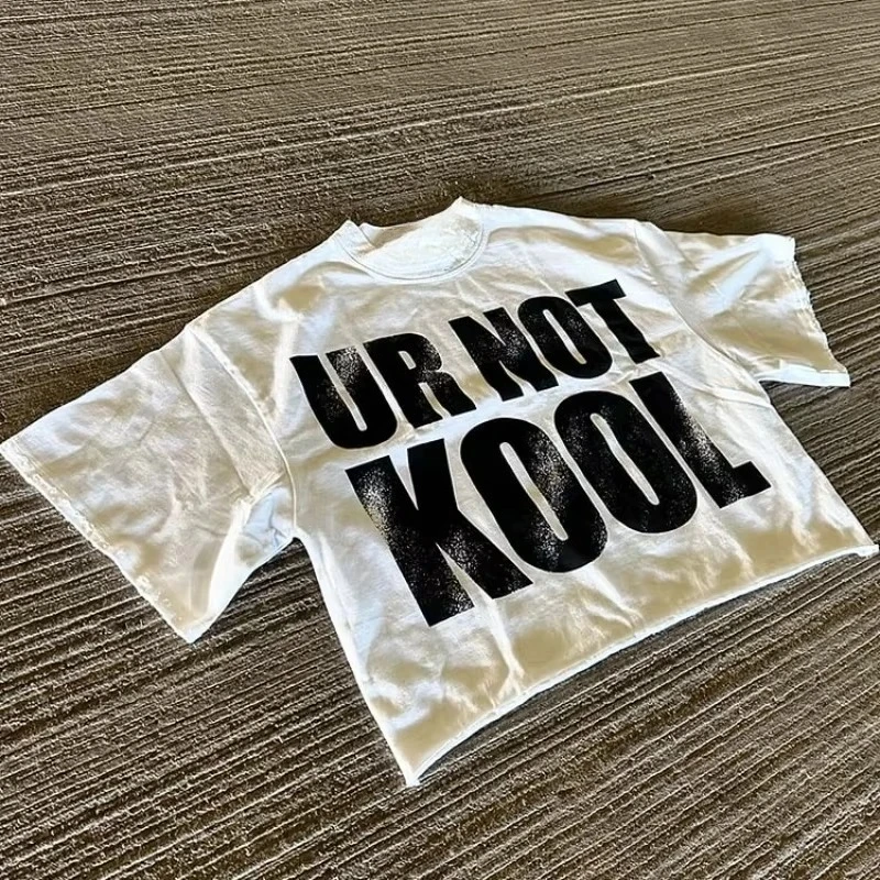تي شيرت كلاسيكي من Ur Not Kool جرافيك 100% قطن مقصوص تي شيرت رجالي Y2K صيفي قصير الأكمام غير رسمي كبير الحجم ملابس خروج نسائية #1