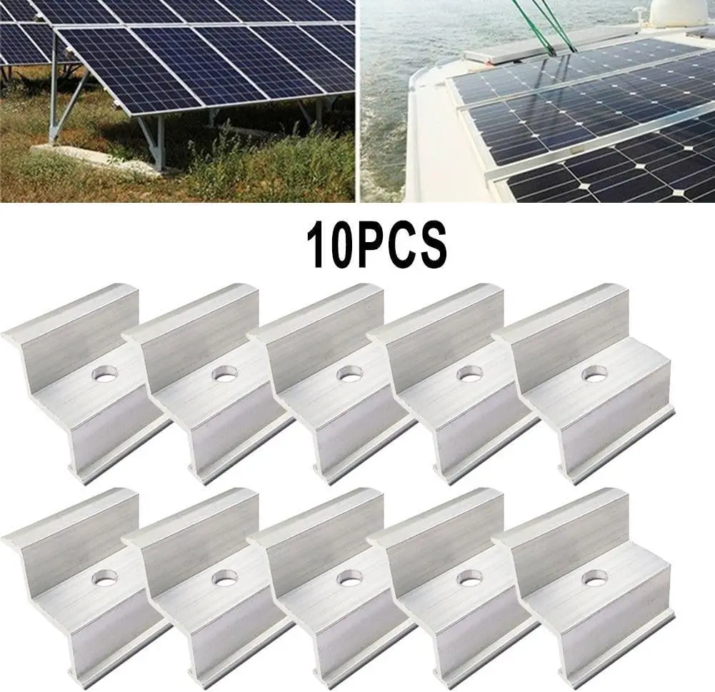 

10Pcs Aluminum Solar Panel End Clamps Mounting Hardware Kit, Solar Panel Mounting Z Bracket Clamps for Panel Frames(35cm)