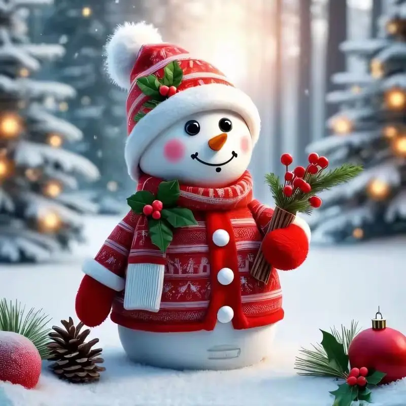 

GATYZTORY 5D DIY Diamond Embroidery snowman Full Square Diamond Painting Landscape Cross Stitch Winter Wall Decoration