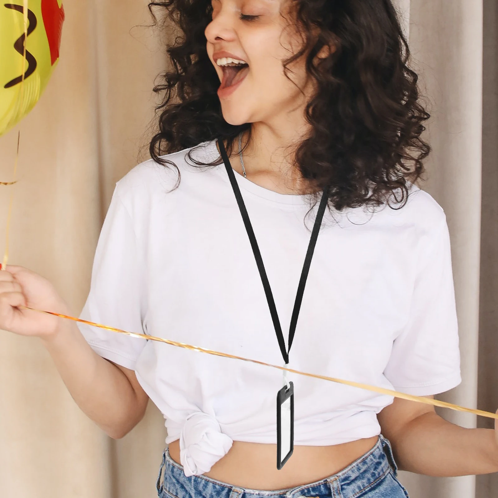 

10 Pcs Transparent ID Badge Holders Lanyard Card Protectors Waterproof Name Card Sleeve Work Pass Student Bus Ticket Rope