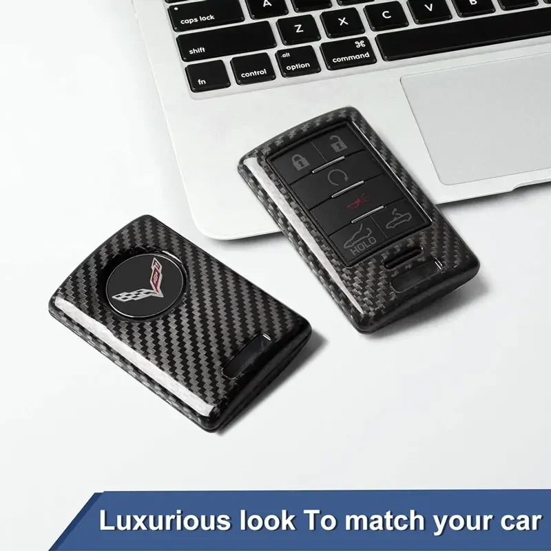 Chevrolet c7 2014-2019,cadillac,ats cts,dts,xts,srx sts用のスマートカーボンファイバーキーケース