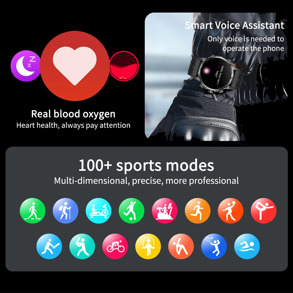 2026 New Military Smart Watch Men 1000Mah Battery GPS trace Compass 10ATM Waterproof Tactics Sport Flashlight Call Smart Watch