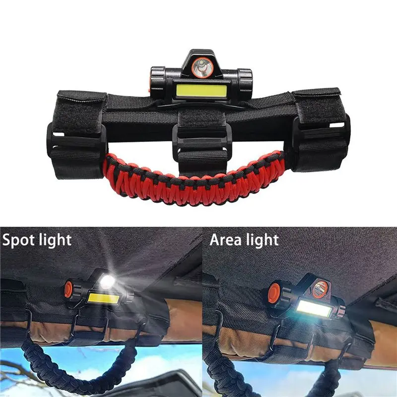 4X Roll Bar Grab Handles With Dome Light For Jeep Wrangler CJ YJ TJ JK JL Gladiator JT 1945-2021 Interior Lights Bar Red