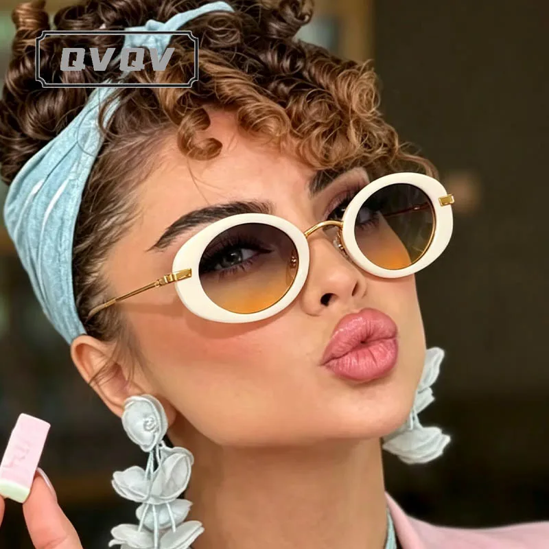 New Trendy Oval Cat Eye Sunglasses Women Luxury Brand Design Sun Glasses Metal Personality Outdoor Eyeglasses Eyewear UV400
