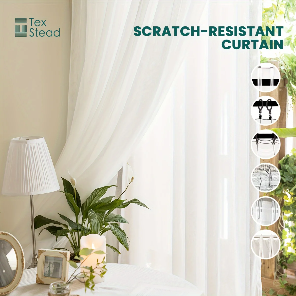 1 Panels of 100Gsm White Sheer Curtains in Six Styles, Designed for Privacy And Light Filtering, Suitable for Bedrooms And Liv
